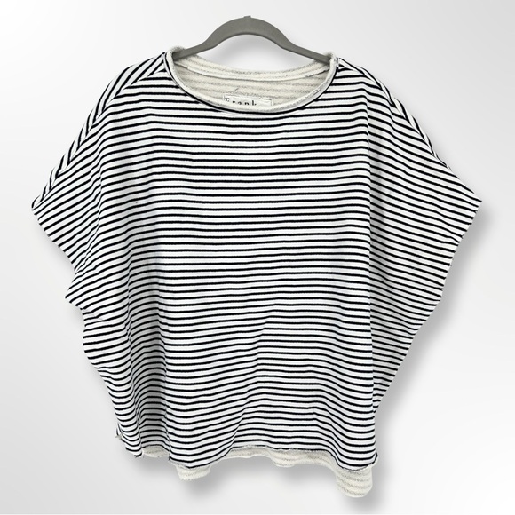 Frank & Eileen Olive Original Capelet Poncho Nautical White Navy Stripes NWOT - Picture 1 of 9